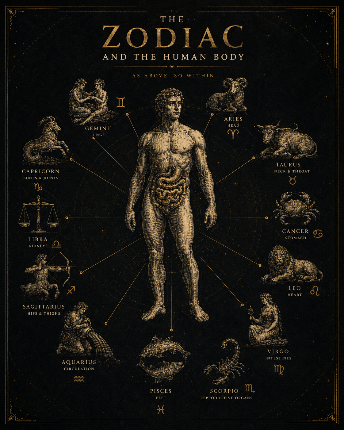 The Zodiac and the Human Body chart